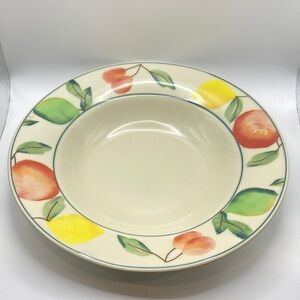 Vintage 1995 Hartstone Pottery Hand-Painted Fruit Serving Bowl